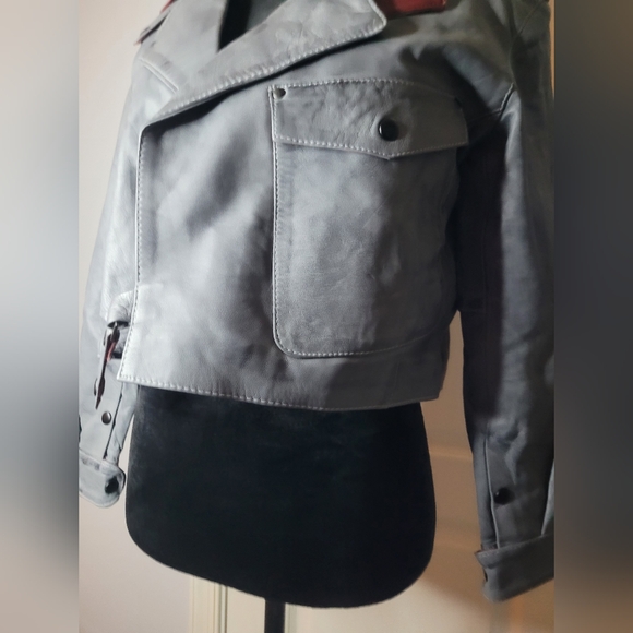 ALEEZA PARIS Brett Lamb Skin Leather Jacket. Sz S. NWT - Picture 9 of 15